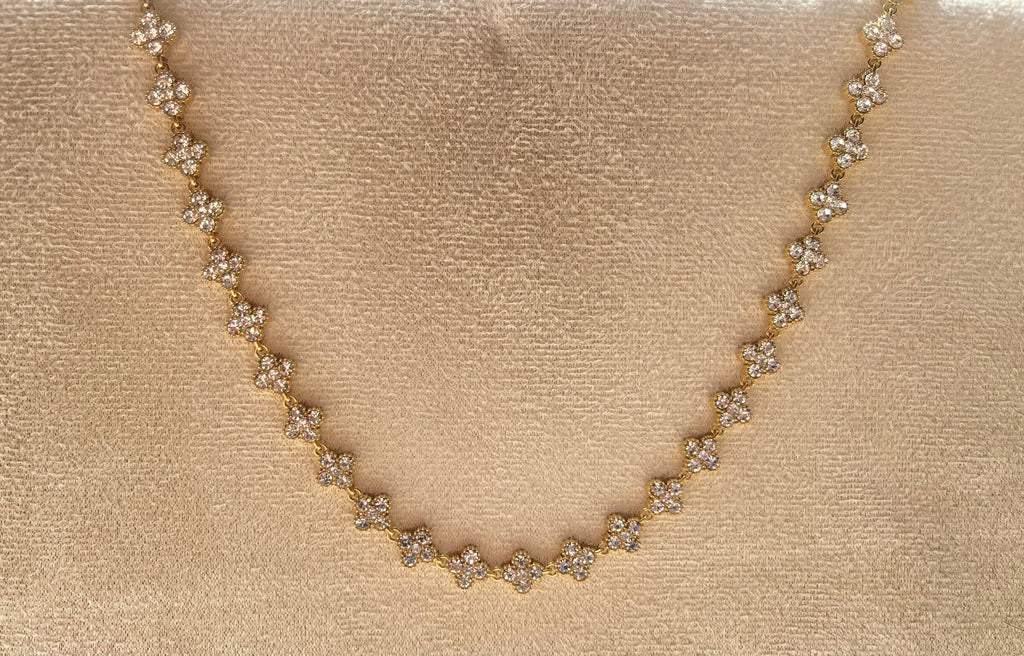 Collier Fleurs Zircon Cristal Doré