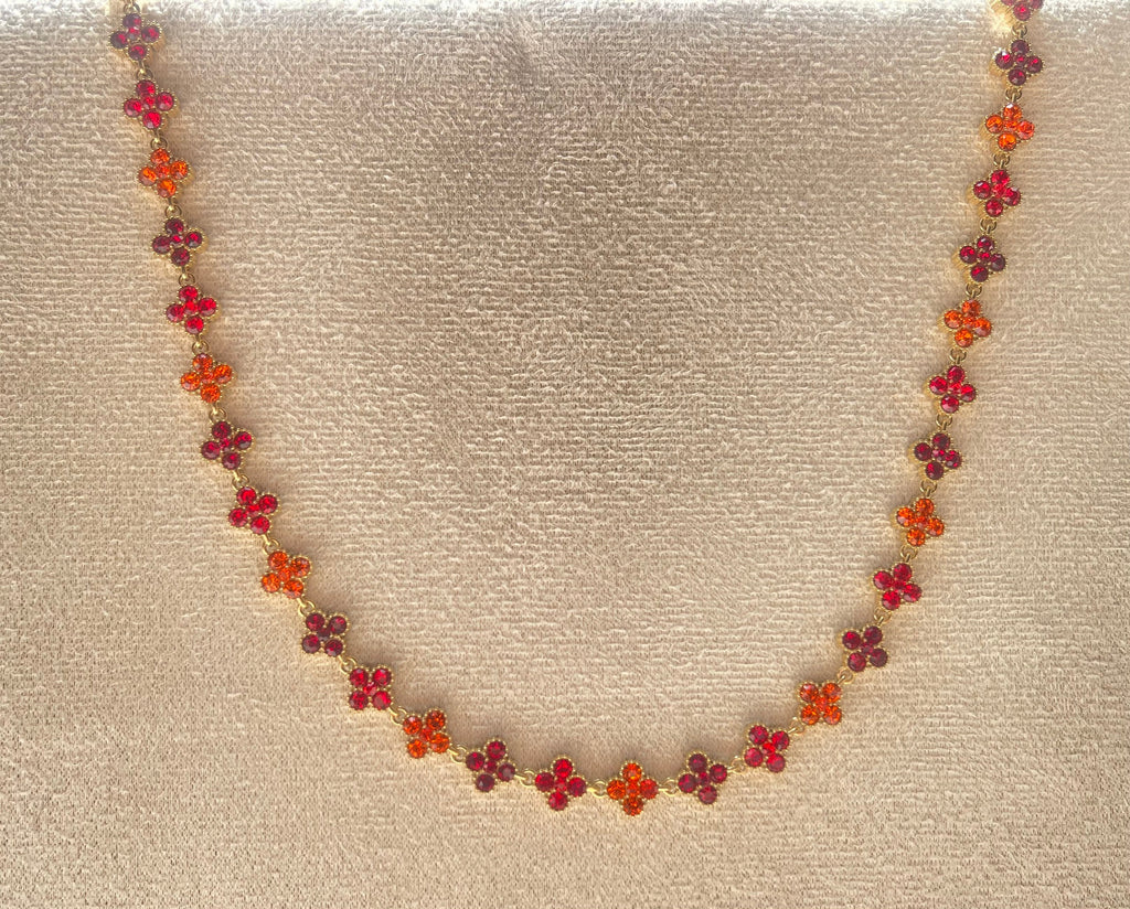 Collier Fleurs Zircon Tons Chauds