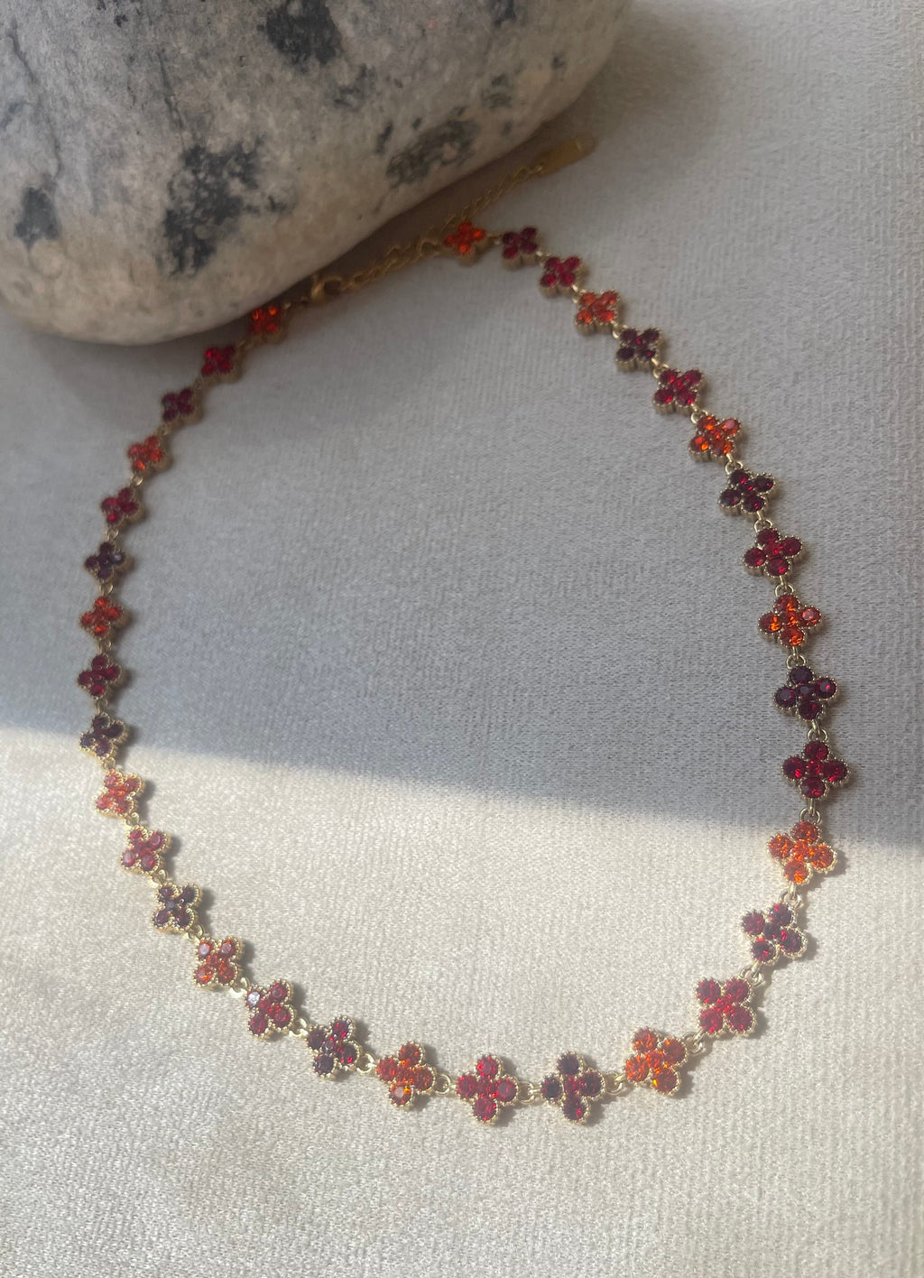 Collier Fleurs Zircon Tons Chauds