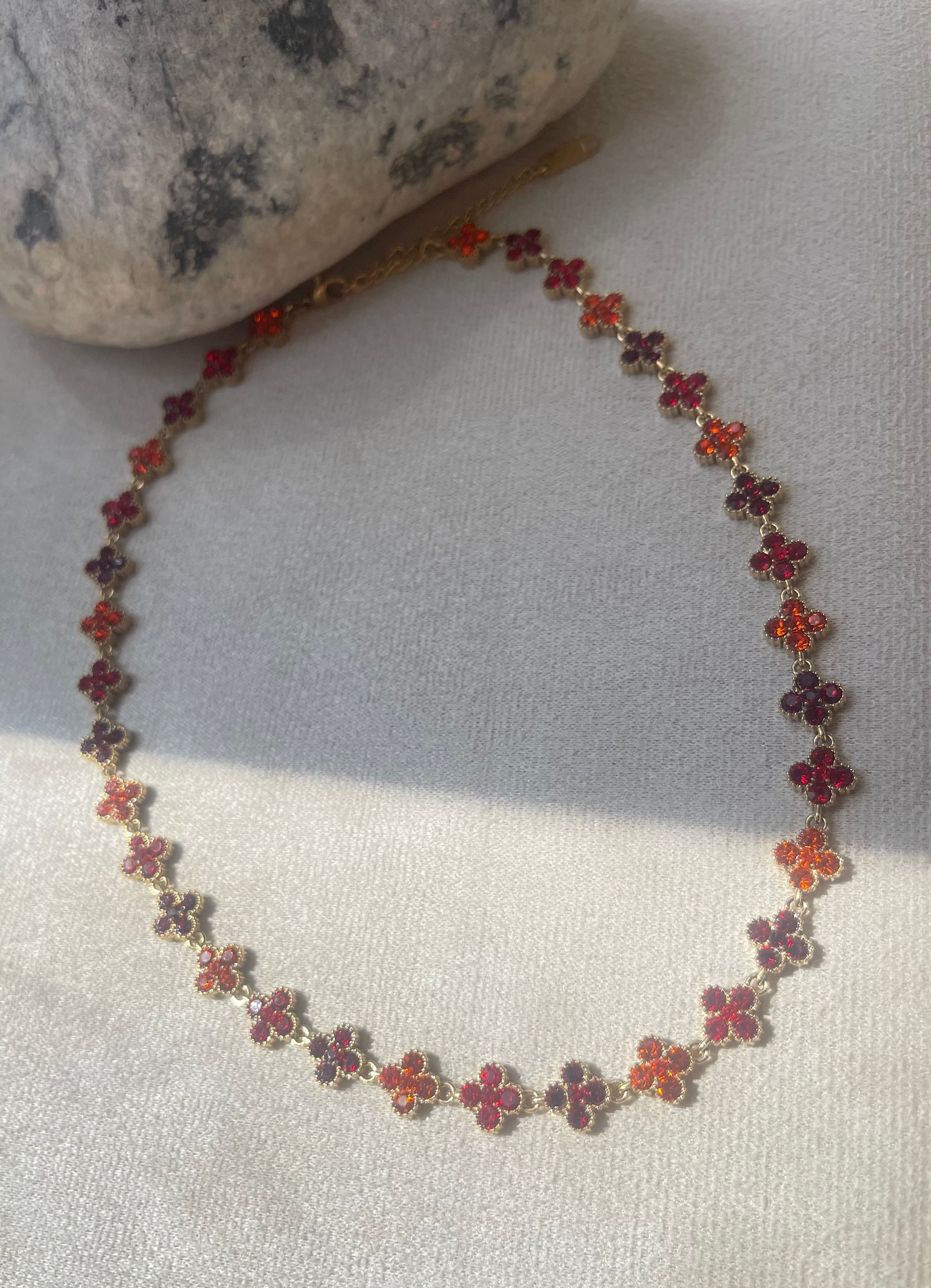 Collier Fleurs Zircon Tons Chauds
